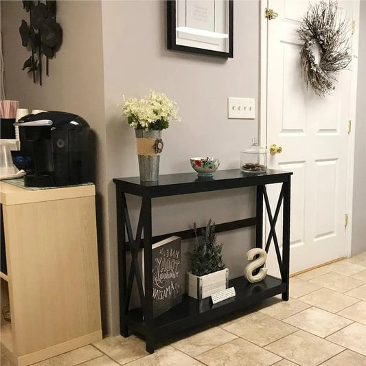 Console Table for Entryway, 2 Tier Entryway Table Bookshelf Accent Table w/Storage Shelf Living Room Entry