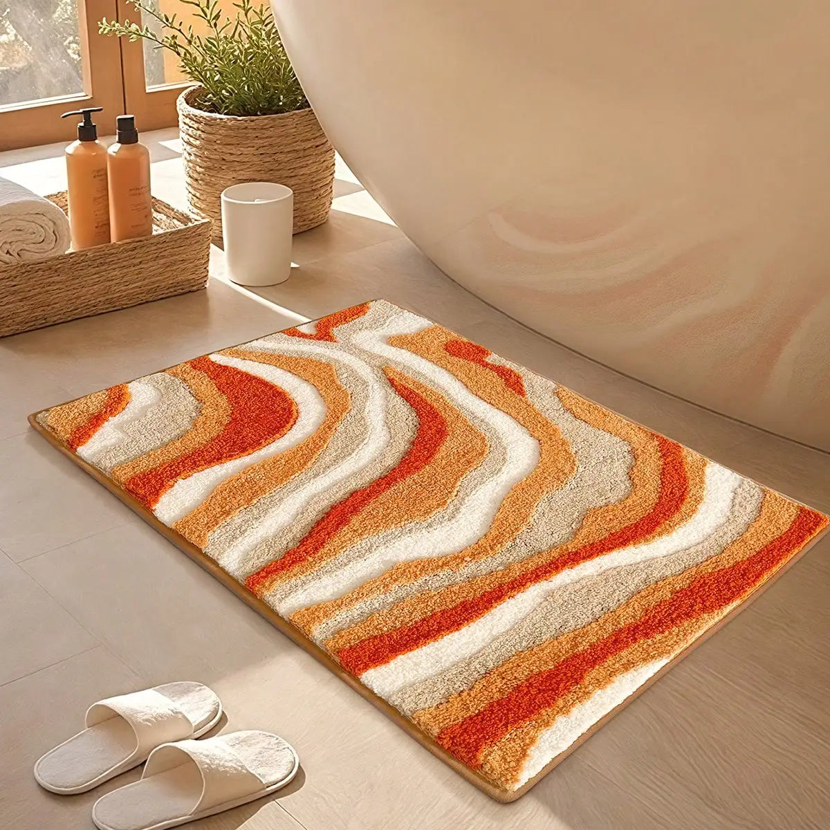 Summer Style Bathroom Rugs,Soft And Absorbent Bath Mats Non-Slip Backing Shower Rug,Machine Washable, Bathroom,