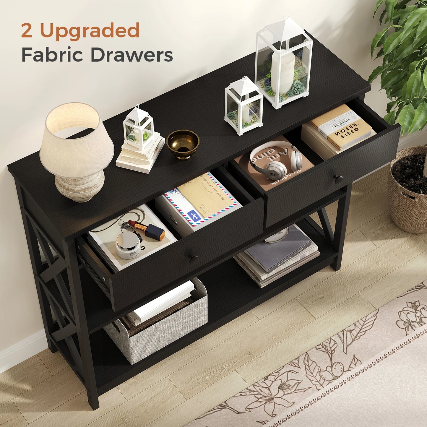 JHK 39IN Sofa Table 2-Tier Entryway Table and Sofa Table Narrow Long with Shelves Industrial Hallway Table for Living Room Foyer