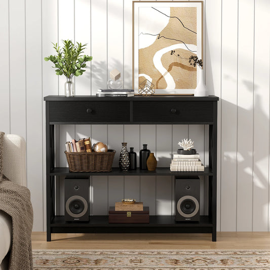 JHK 39IN Sofa Table 2-Tier Entryway Table and Sofa Table Narrow Long with Shelves Industrial Hallway Table for Living Room Foyer