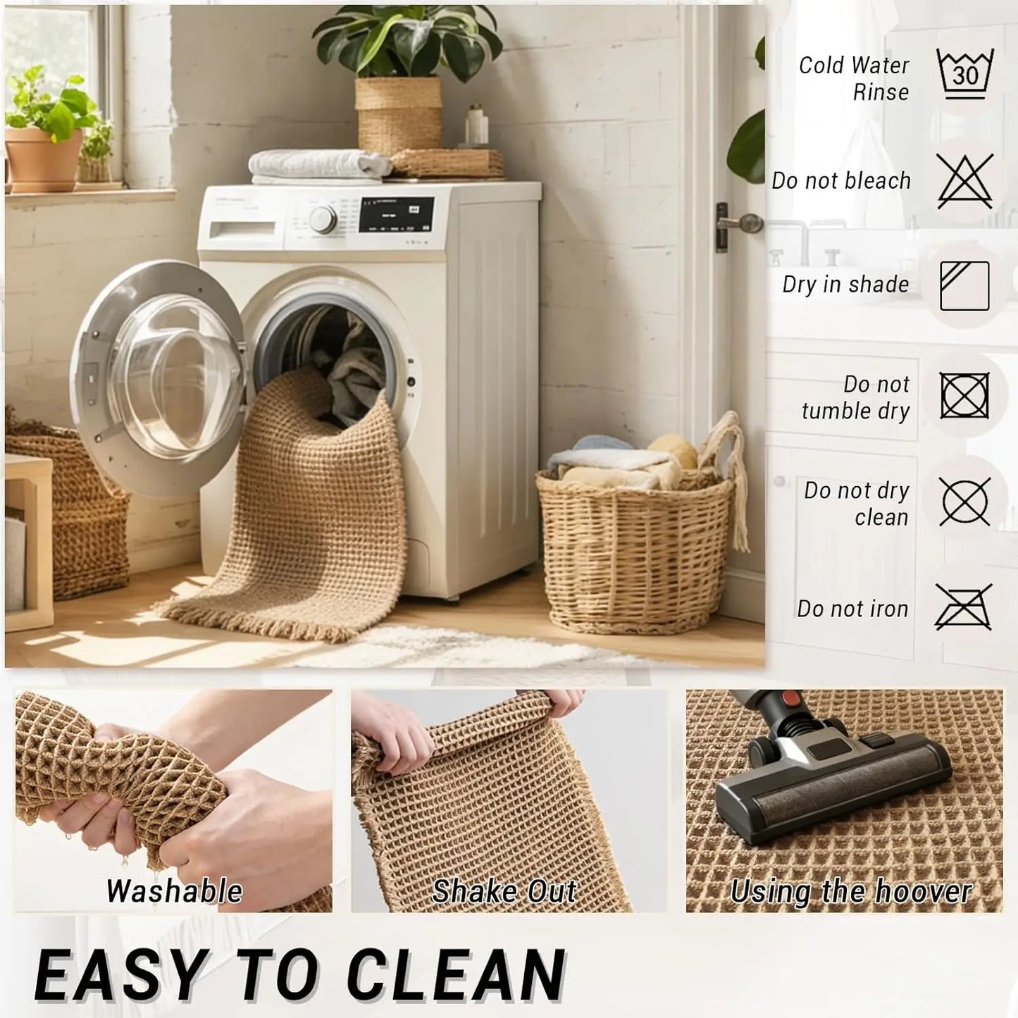 Waffle Bath Mat Set of 2, Non-Slip Absorbent Quick-Dry Shower Rug for Bathroom & Kitchen Floor