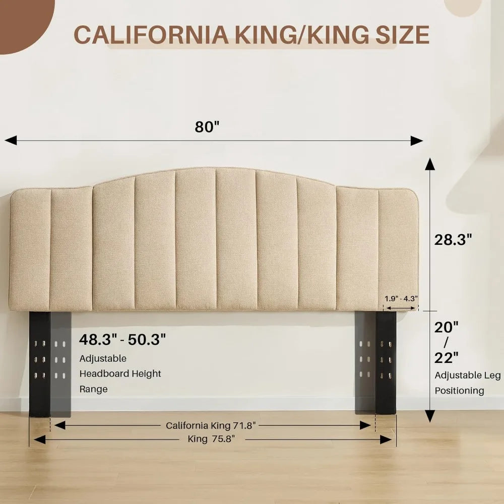 King Size Headboard Only, Upgraded One-Piece Bed Headboards Adjustable Height&Width Upholstered California, Customized