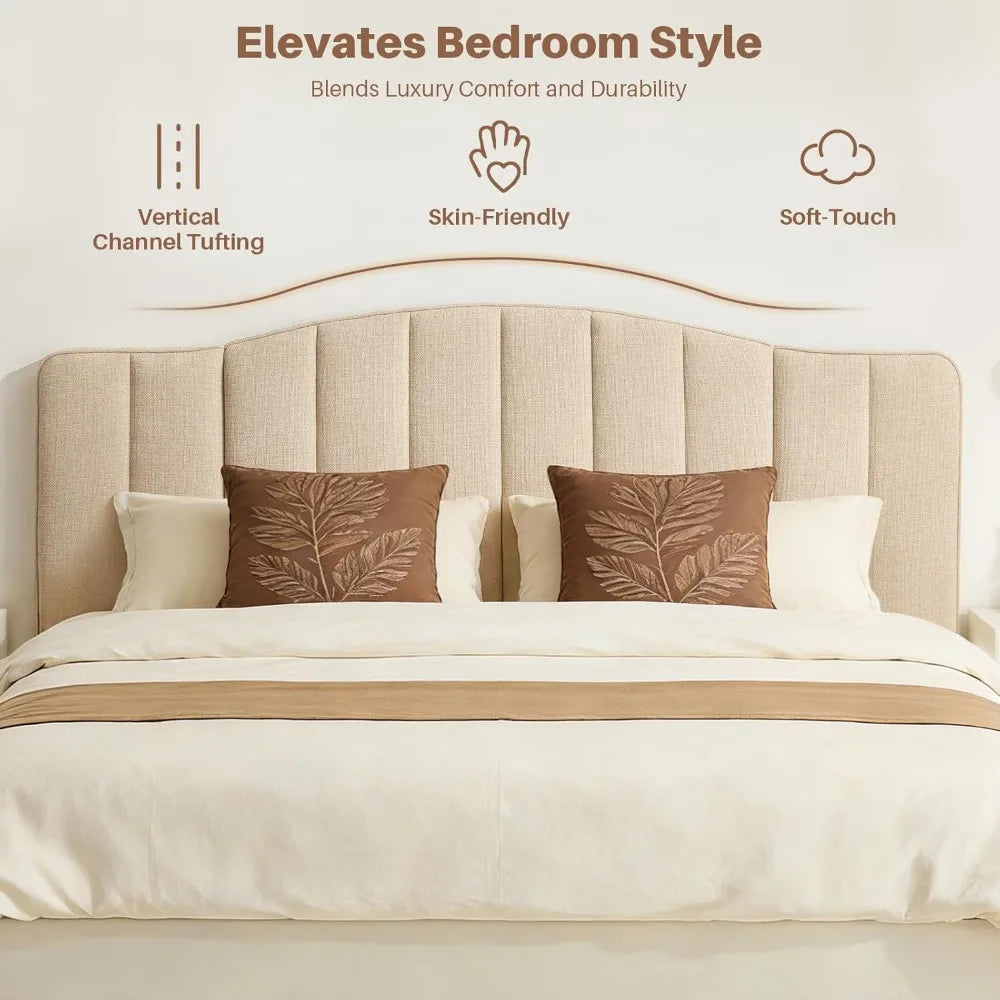 King Size Headboard Only, Upgraded One-Piece Bed Headboards Adjustable Height&Width Upholstered California, Customized