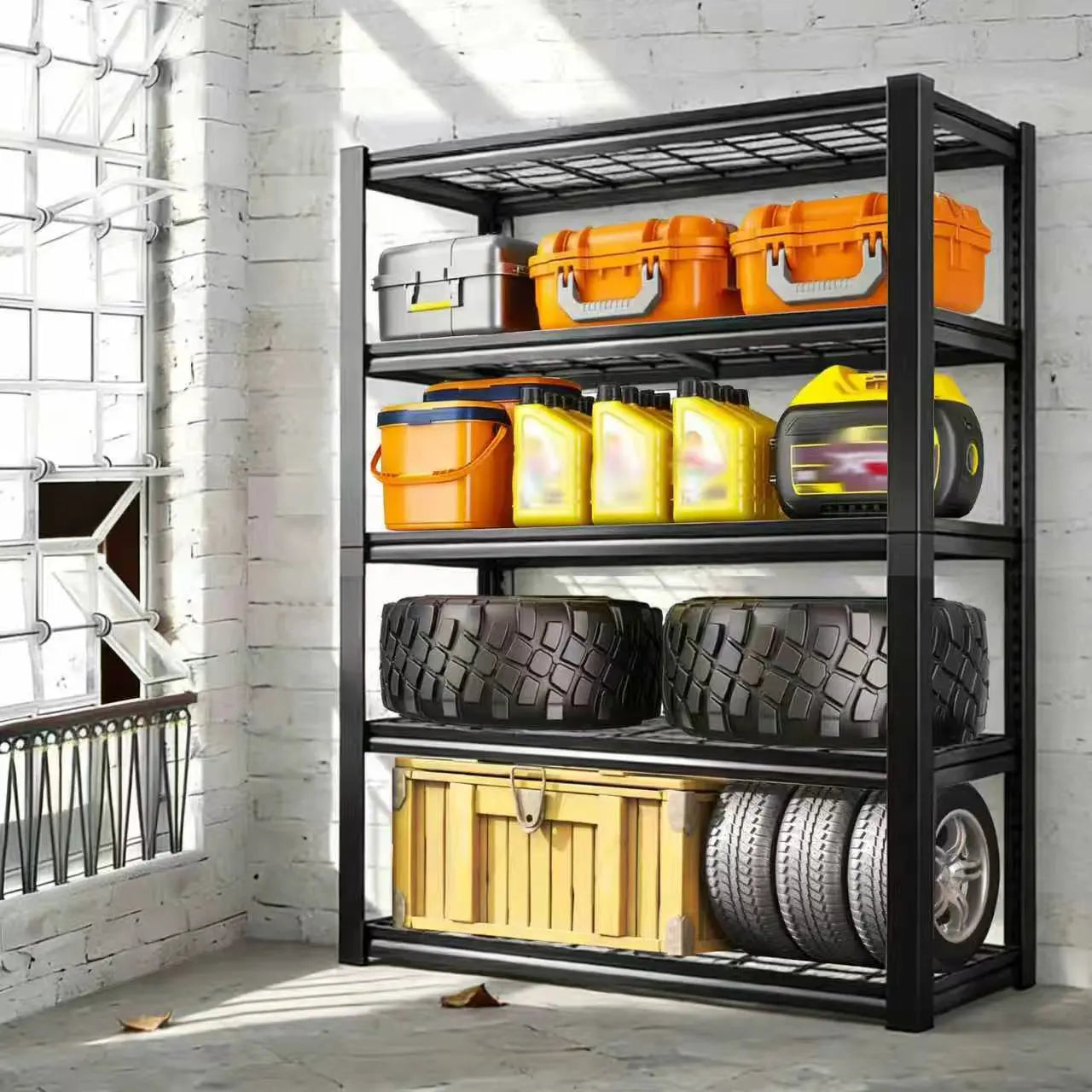Nnovaroom  72" Adjustable Metal Double Layer Column Shelving, Commercial Grade Utility Rack for Warehouse, Basement, Kitchen, Garage, etc.