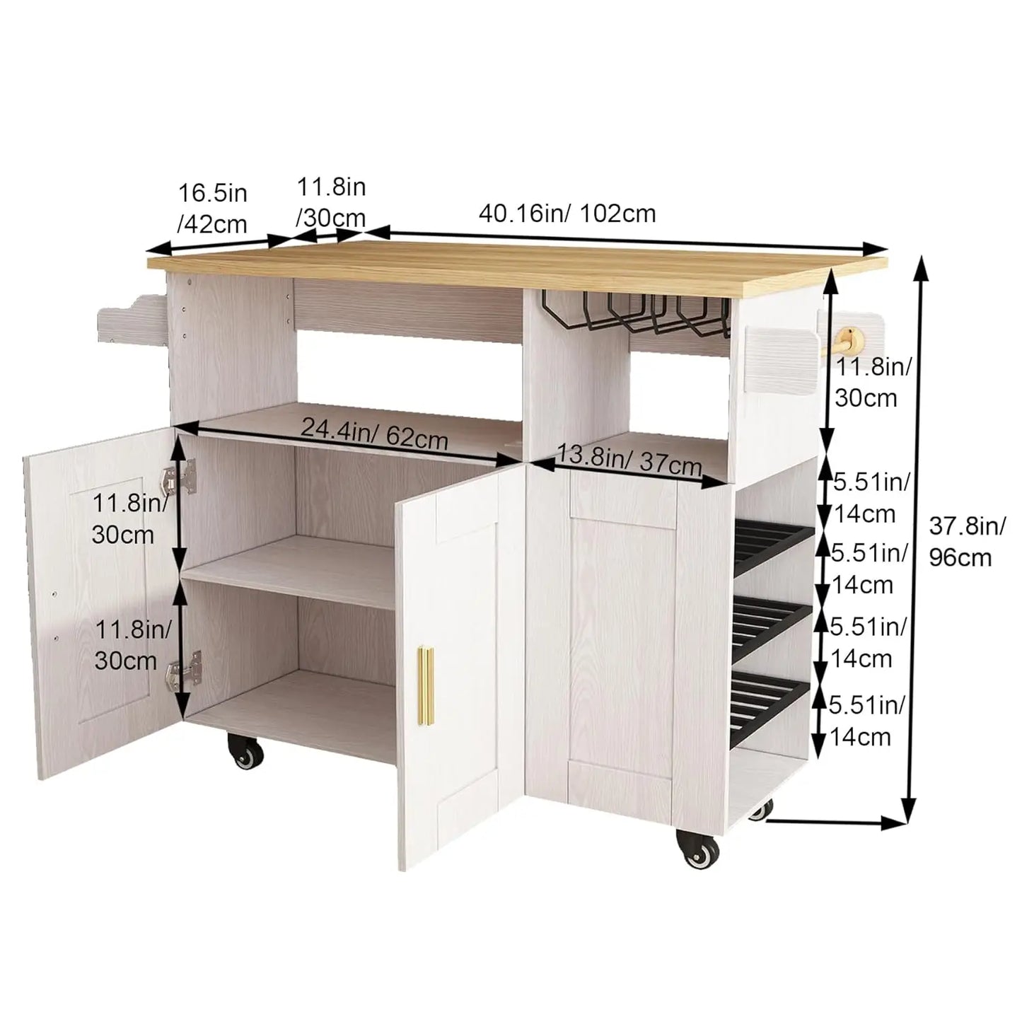 Rolling Kitchen Island with Drop Leaf And Power Outlet Mobile Island Table Kitchen Storage Wood Countertop.Customized