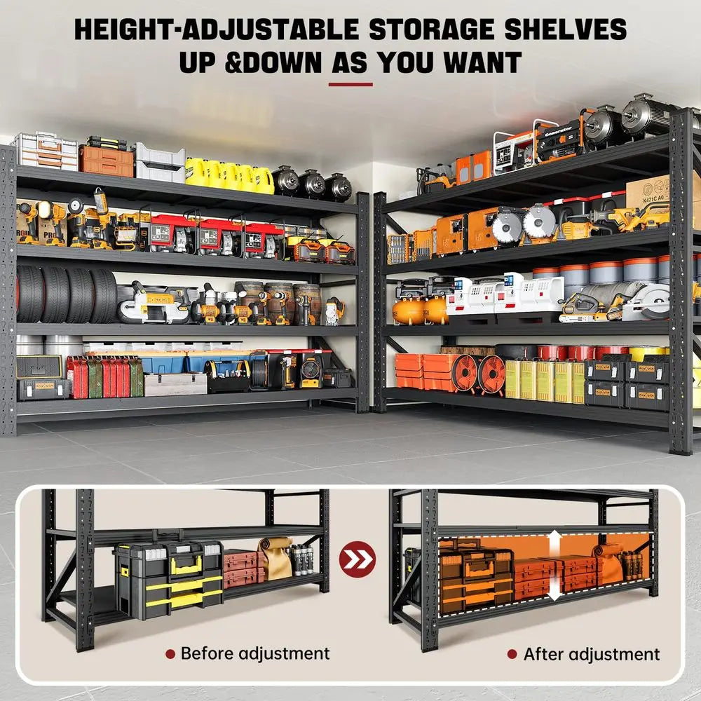 5000LBS Storage Shelves,71 W Garage Shelving Heavy Duty Metal Adjustable Garage Shelves, Shelving Units Industrial Shelving,