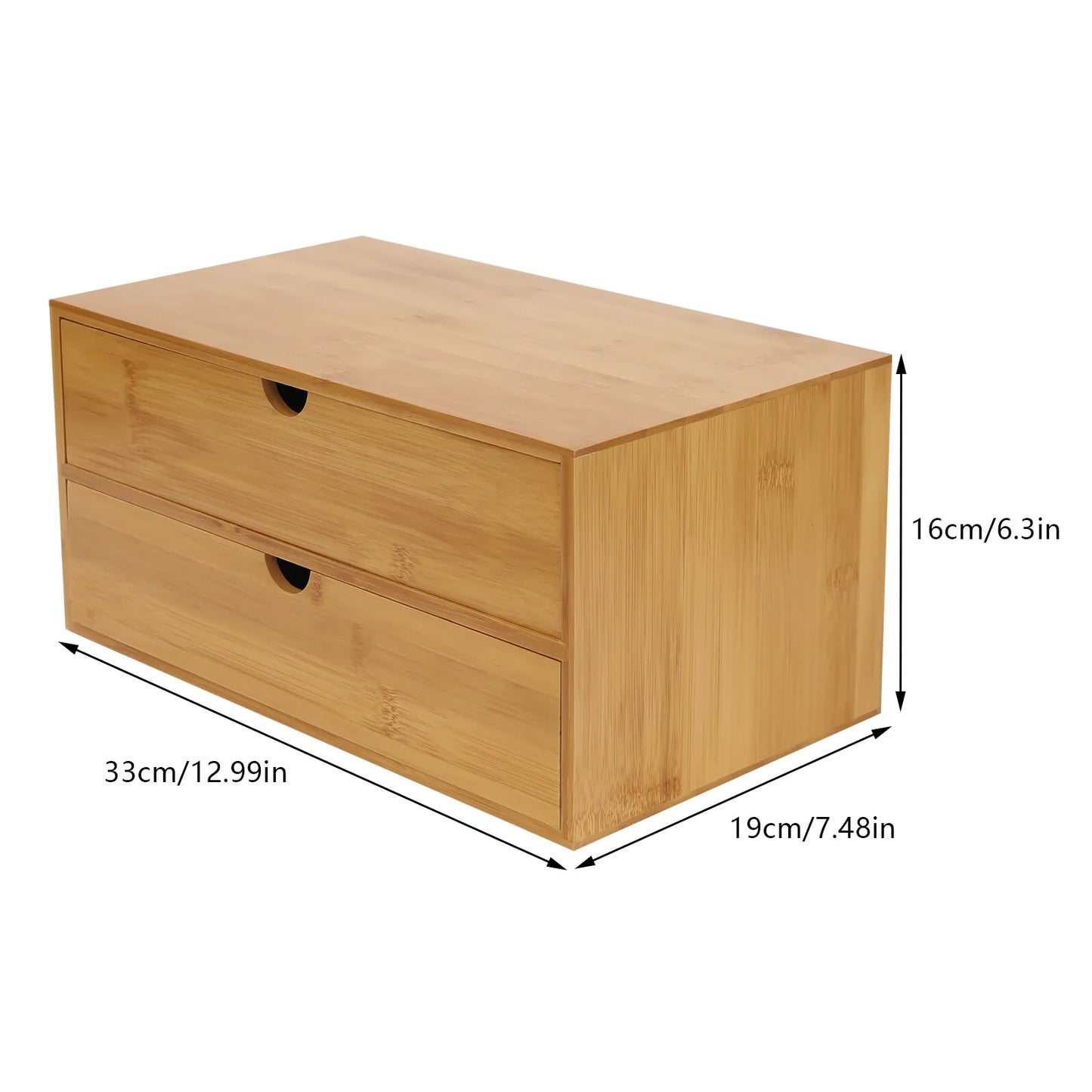 storage boxesMini Bamboo Desk Organizer with 2 Drawers Desktop Storage Box for Home Office Supplies Holder Multifunctional Space