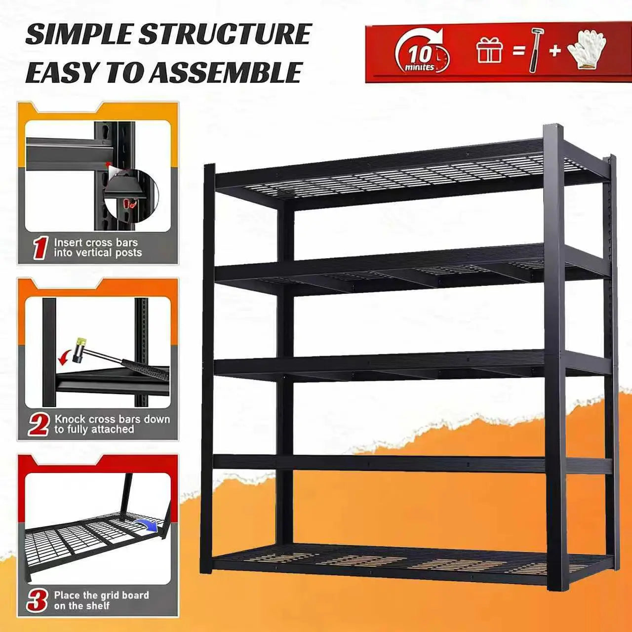 Nnovaroom  72" Adjustable Metal Double Layer Column Shelving, Commercial Grade Utility Rack for Warehouse, Basement, Kitchen, Garage, etc.