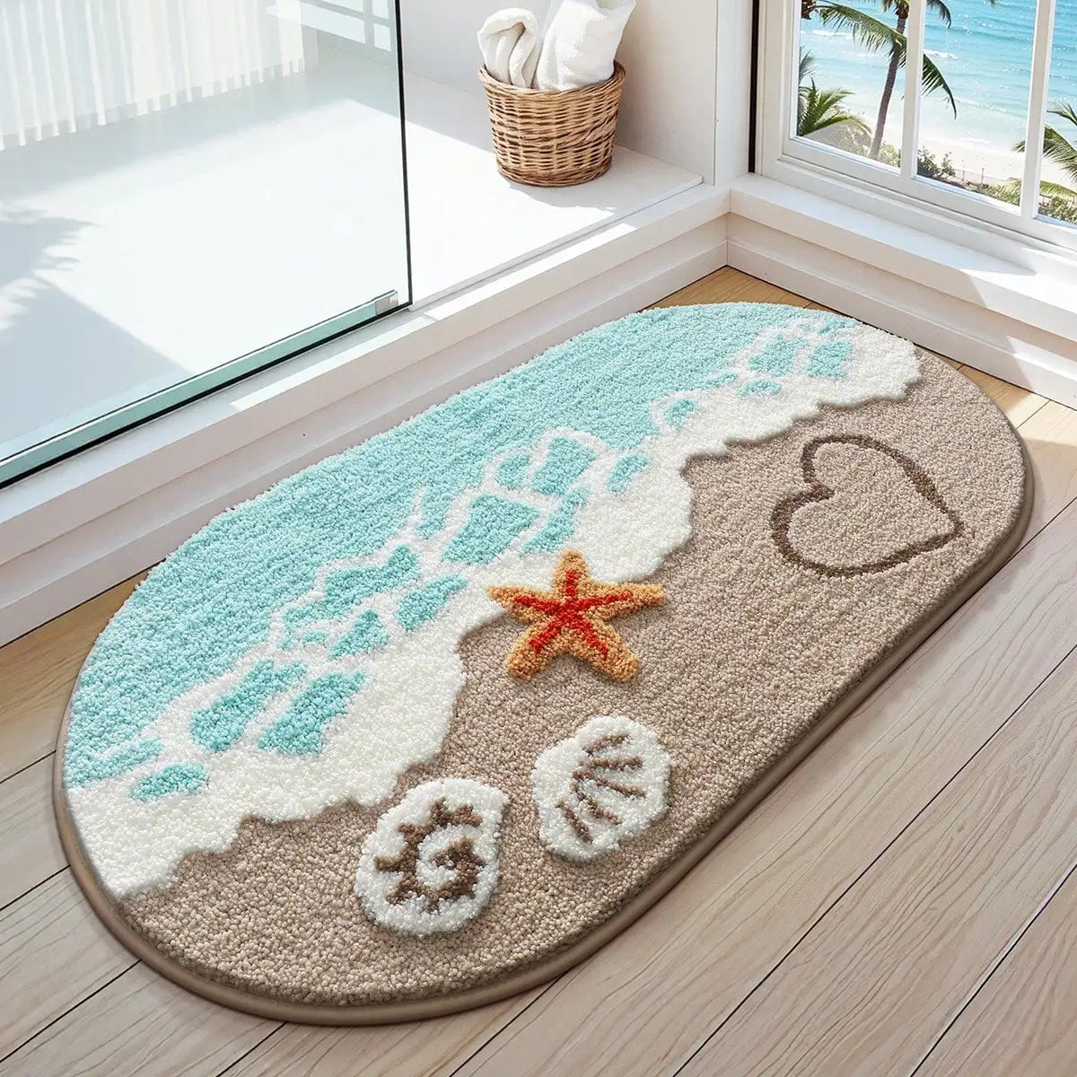 Summer Style Bathroom Rugs,Soft And Absorbent Bath Mats Non-Slip Backing Shower Rug,Machine Washable, Bathroom,